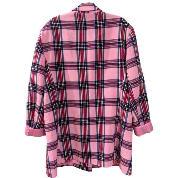 ASOS Womens 14 Pink Check Plaid Double Breasted Blazer NWOT - Picture 3 of 8